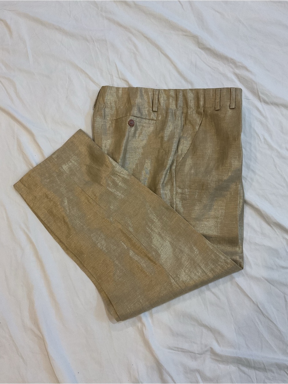 Etro Pants Linen Metallic Gold